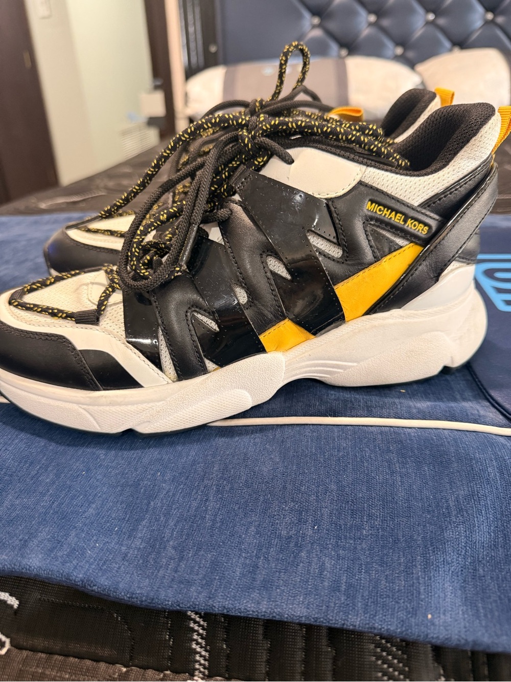 Michael Kors Men’s Black, White & Yellow Chunky Sneakers